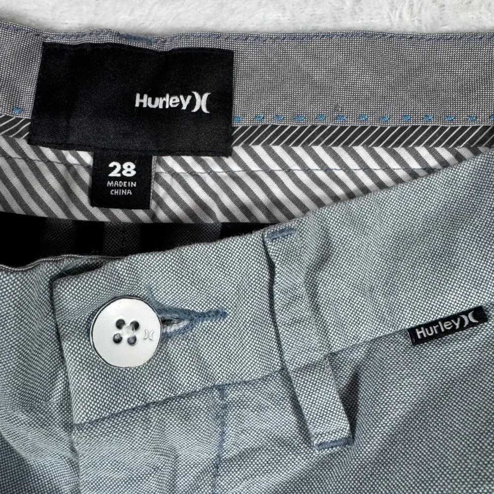 Hurley Walk Shorts Mens 28 Gray Chambray Flat Front Textured‎ Casual Chino Beach